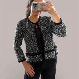 Kasper Black and White Textured Blazer women’s Sz Medium Petite